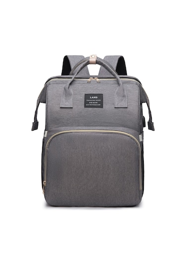 Geniş Kapasiteli Anne Bebek Bakım Süt Sırt Çantası Gri