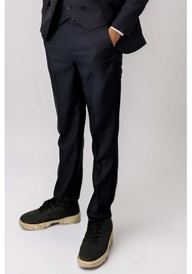 Riccotarz Erkek Çocuk Blazer Ceketli, Cepken Yelekli Siyah Takım Elbise 10-16 Yaş Siyah