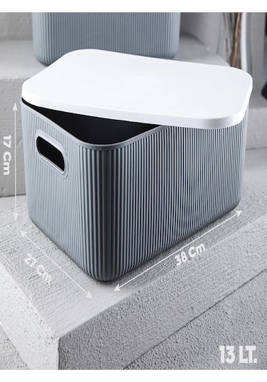 Bayev 3 Adet 13 Litre Storage Mix Dolap Düzenleyici Kapaklı Kutu - Kıyafet Çorap Saklama Kutusu Çok Renkli