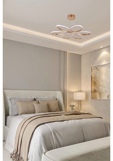 Modern Eskitme Papatya Tek Renk Beyaz&sarı&günışığı Led Avize Gold