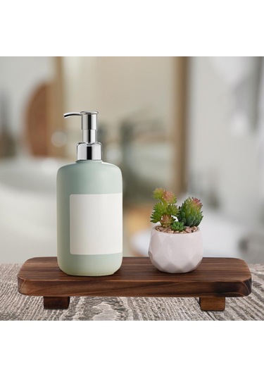 Suntek Ahşap Ayaklı Stand Tezgah Sabunluk Standı Rustik Tepsi Kahverengi