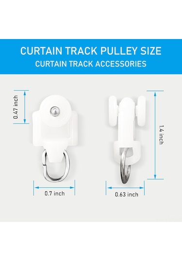 Hfambition Tavan Perde Rayı İçin Beyaz Kayar Makara Seti 20 Parça