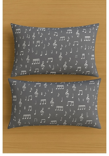 Lionas Desenli Pamuklu Yastık Kılıfı 2 Adet 50 X 70cm Gri