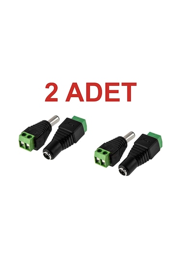 2 Set 2.1mm Dc Power Dişi Jak Klemensli Erkek Jack Cctv Konnektör Toplam 4 Parça Rodevino