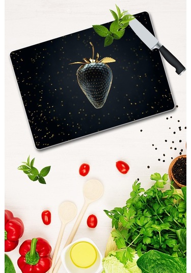 Altın Çilek Cam Kesme Tahtası - Cam Kesme Tablası | 20 Cm X 30 Cm