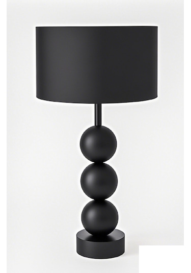 Casa Masa Abajuru Metal Gövde Kumaş Başlık Dekoratif Lamba Siyah