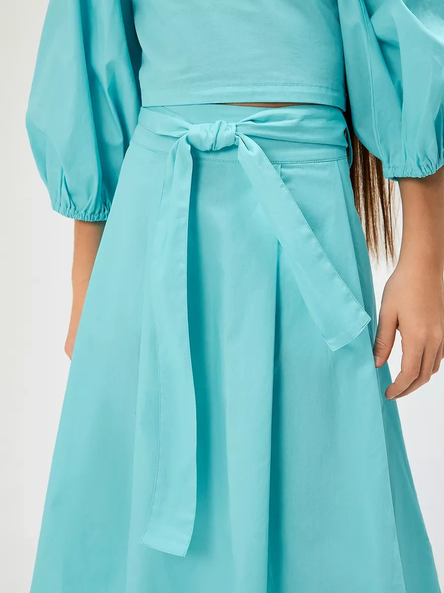 Acoola Kıvrımlı Kemerli Uzun Şık Etek 215004008 Turkuaz