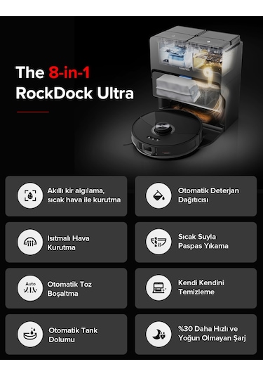 Roborock S8 MaxV Ultra Akıllı Robot Süpürge Siyah