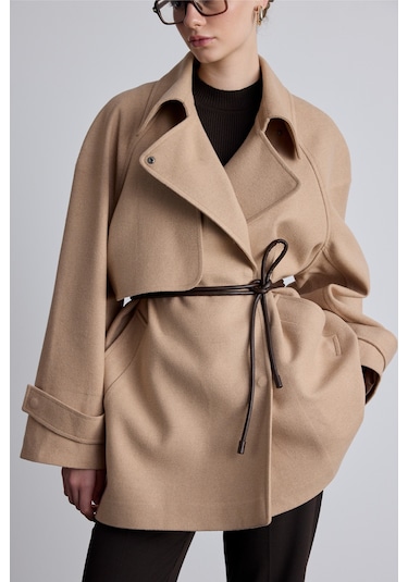 Mari Kruvaze Trenç Kaban Camel