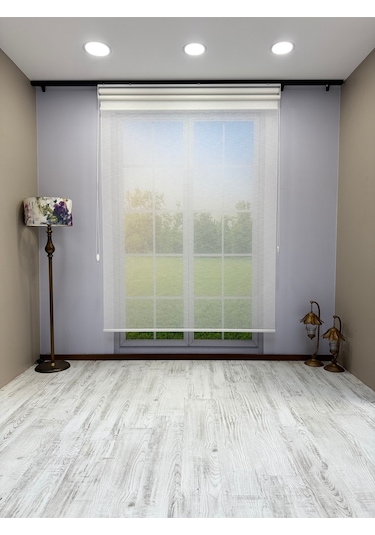 Çiftli Sistem Keten Tül Ve %100 Blackout Karartma Beyaz Stor Perde Beyaz