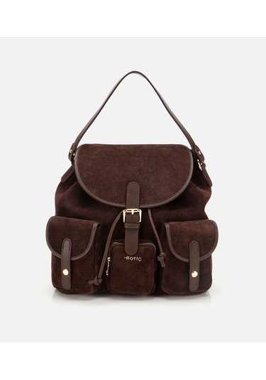 Hotiç Kadın Süet Deri Kahverengi Cepli Tokalı Sırt Çantası 03cah316410a480 03cah316410a480 Kahverengi