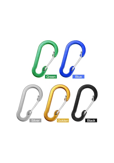 Vkemall Yeşil Alüminyum Allüvyum Dağcı Kilit, 50x26mm S Tipi Yaylı Kanca, 5 Adet Paket, 5.4g Ağırlık