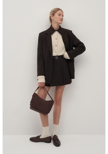 Private Edition Kemerli Mini Etek Acı Kahve Acı Kahverengi