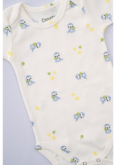 Boumini Bebek Çıtçıtlı Kısa Kollu Body Zarf Yaka Mavi Miskin-mavi Mavi