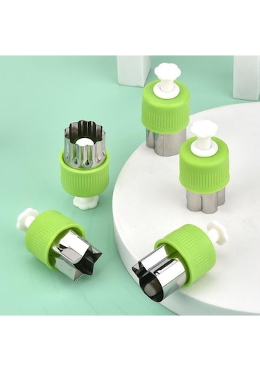 Yeşil 6 Adet Sebze Kesici Şekiller Seti Paslanmaz Çelik Pres Tipi Mini Kurabiye Kesici Çerez Pasta Damga Kalıp Kesiciler 56988870