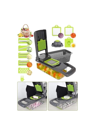 Çok Amaçlı Rende Lüx Küp Rende 13 Parça Hazneli Sebze Doğrayıcı Dicer Dilimleyici Kesici