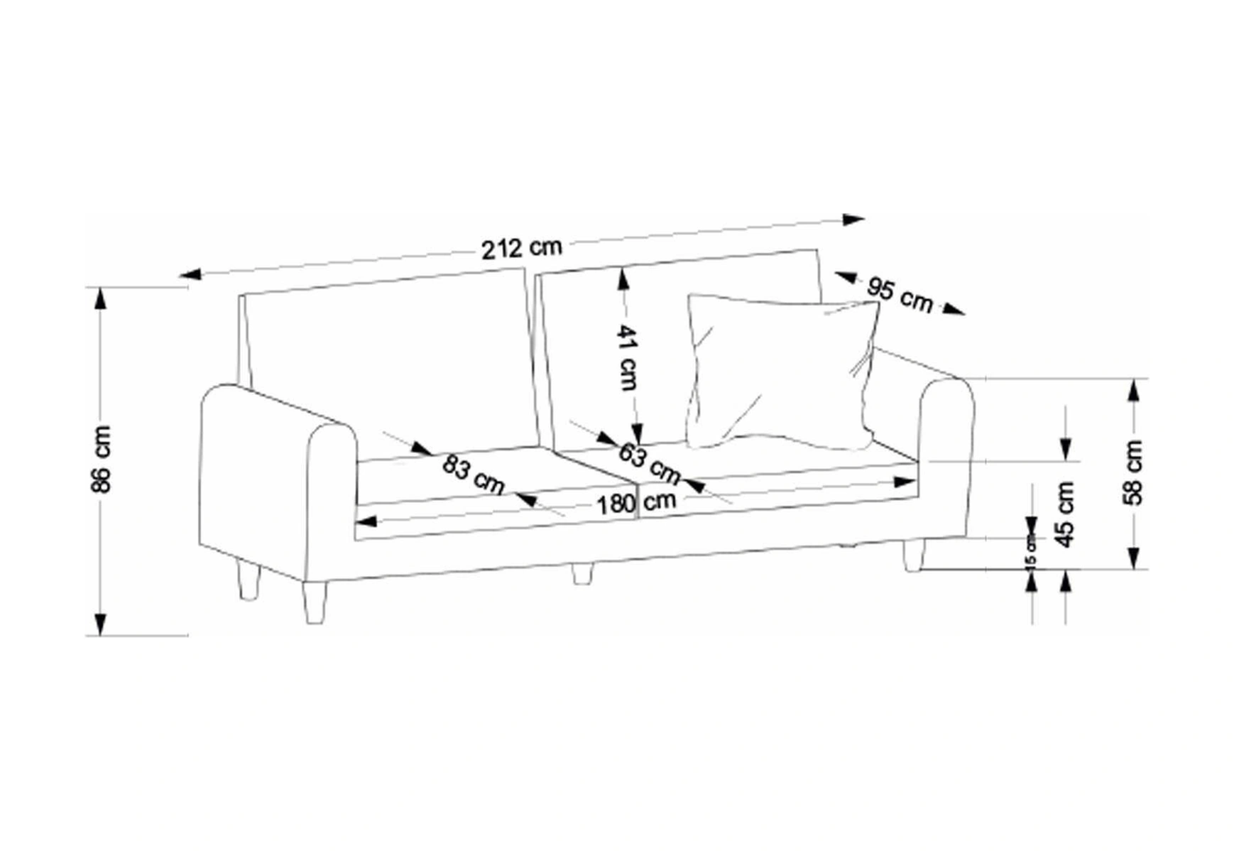 Sare 3lü Koltuk Kahve Açık Kahverengi