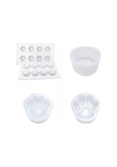 Kendin Yap Hayvan Pençesi Şeklinde Mum Yapıştırıcı Kek Jöle Puding Silikon Kalıp, Özellikler: 8 Kedi Pençesi Çok Renkli