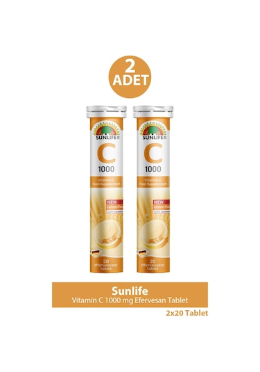 Sunlife Vitamin C 1000 Mg 20 Efervesan Tablet 2 Adet