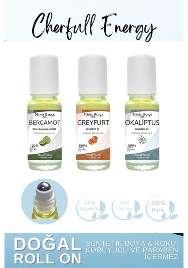 Minia Bahçe Aromaterapi Greyfurt, Bergamot, Okaliptüs Roll-on Seti 10ml X 3 Adet