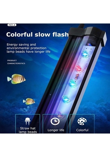 Silkroadselect Longbangdian Shop Kırmızı Stil Akvaryum Işığı Led Renkli Akvaryum Işığı Uzaktan Kumanda Rengi Değişen Dalış Balık Tankı Lambası Tank Işıkları Renkli