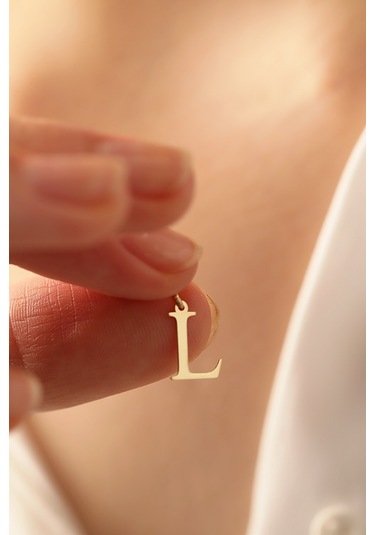 14 Ayar Altın L Harfi Plaka Kolye Ucu