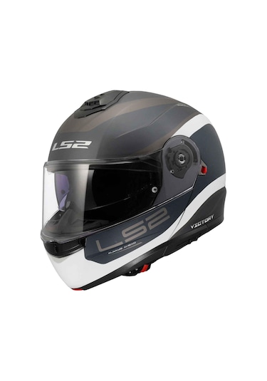 Ls2 Strobe 2 Victory Çene Açılır Kask Mat Gri - Mavi - Kum