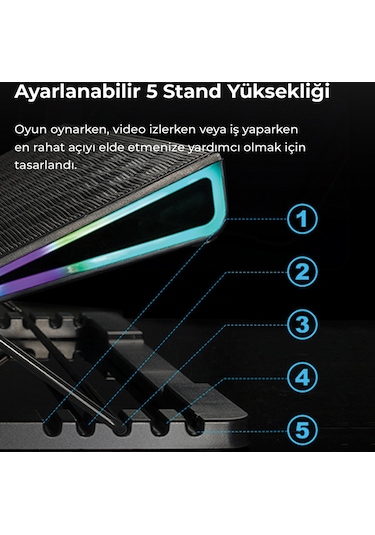 Bix BX-CP01G RGB Aydınlatmalı Dijital Kademeli Gaming Notebook Soğutucu