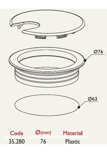 Kablo Kapağı Çap 63mm 8'li Paket 001