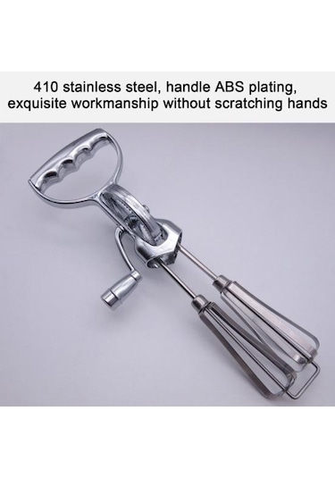 Paslanmaz Çelik Manuel Yumurta Çırpıcı Mikser Çift Kafa El Döner Çırpma Blender Ergonomik Sap Temizlemesi Kolay Mağaza Çok Yönlü Mutfak Aleti Gümüş