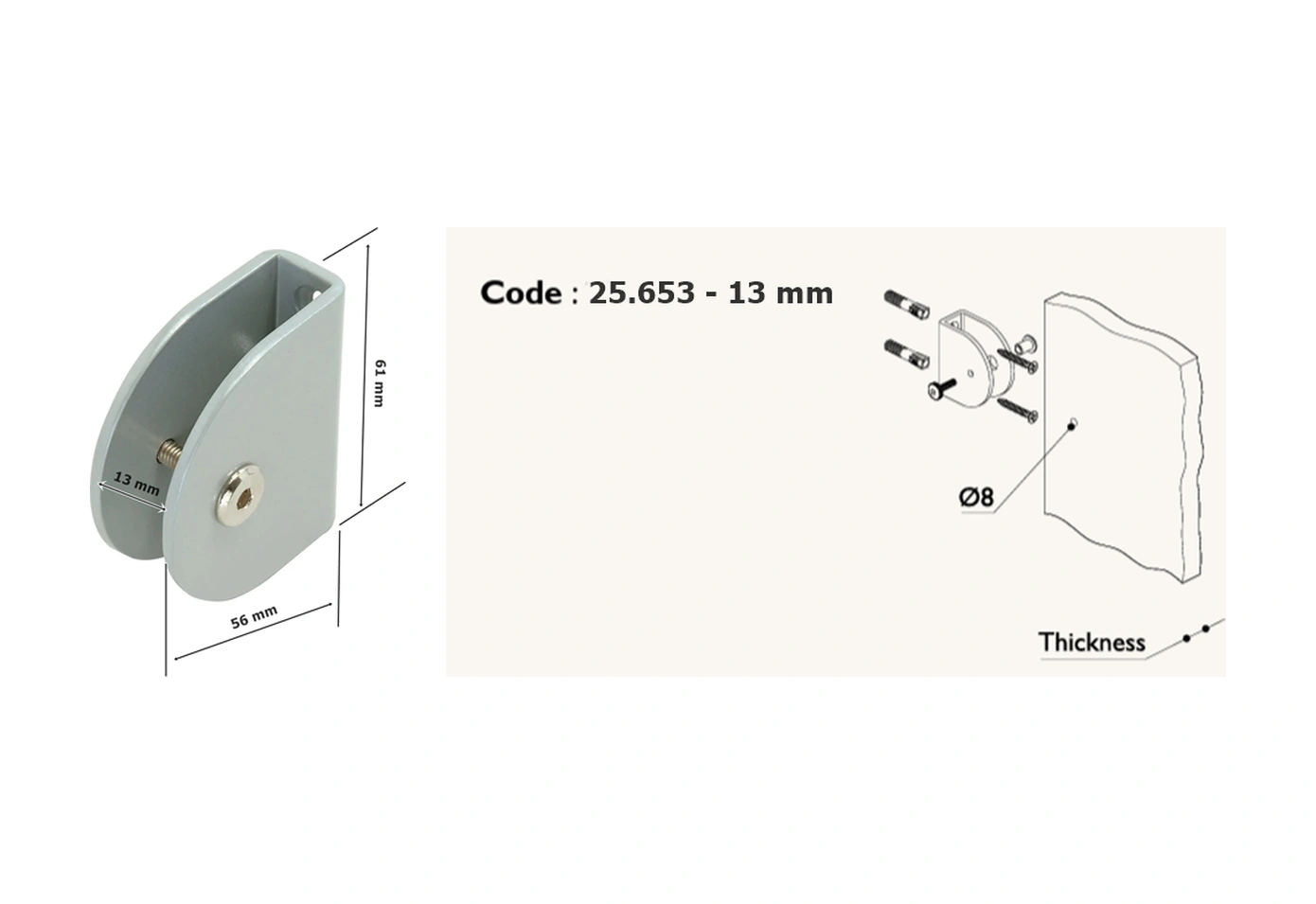 Tempo Islak Hacim 13 Mm Kabin Alüminyum U Bağlantı Gri