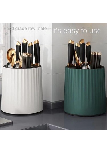 Beyaz Döner Bıçak Tutucu Mutfak Depolama Rafı Çubuk Saklama Tüpü Çubuk Saklama Kutusu Bıçak Saklama Rafı