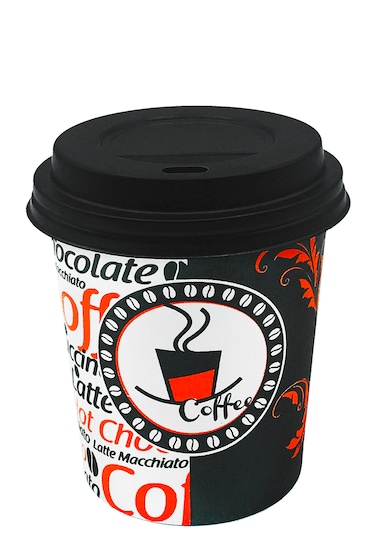 8 Oz Siyah Kapaklı Tutamaçlı Kahve Karton Bardak 250 ml - 100'lü