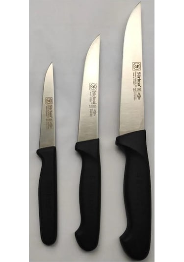 Sürbısa 3 Parça Siyah Mutfak Bıçak Seti Set2 Siyah