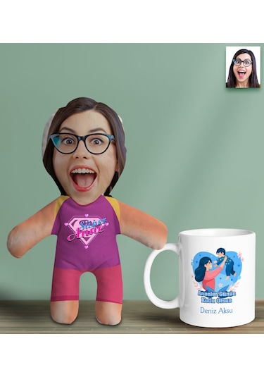 Bk Gift Kişiye Özel İsimli Pembe Anne Bebek Yastık Ve Kupa Bardak Hediye Seti-6, Anneye Hediye, Anneler Günü Hediyeleri Kobitmeyencom30646 Bk Gift