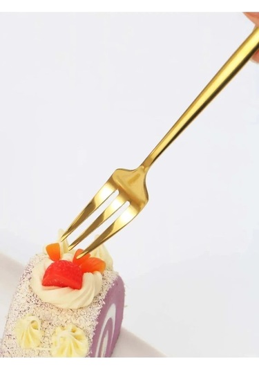 Periboia 6 Adet Mini Boy Lüx Gold Fondü Çatalı Paslanmaz Çelik 14 Çok Renkli