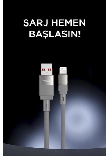 Torima U18 USB /Lightning Şarj Ve Data Kablosu Gri