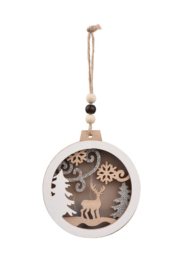 Padalink Noel Led Aydınlatmalı Ahşap Süsler 4 Desen: Ev, Geyik, Ağaç , Cr2032 Pil Dahil, Noel Dekorasyonu C Stili Haki