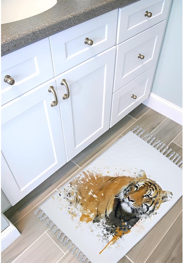 Zethome Tiger Banyo Paspas Ve Tek Kanat Duş Perdesi 1x180x200 Set Çok Renkli