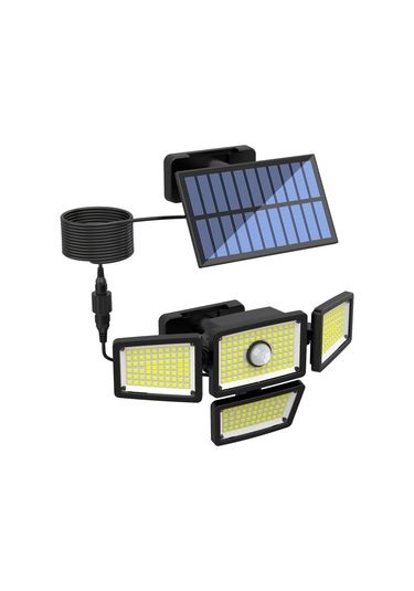 Vkemall Ev Bahçe Duvar Lambası Güneş Enerjili 4 Ayağı 283 Led Işık 6000-7000k Ip44 Su Geçirmez Vücut Algılama 3-5m Ty10811