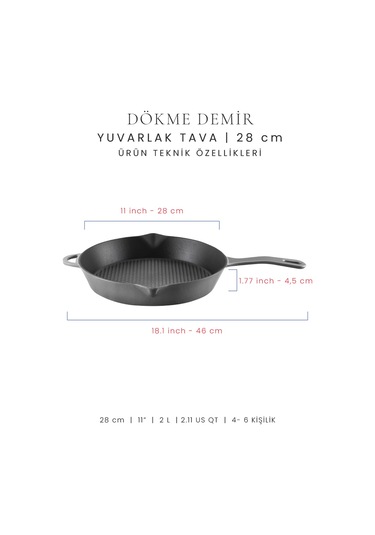 Voeux 28 Cm Yardımcı Kulplu Tava - Gri