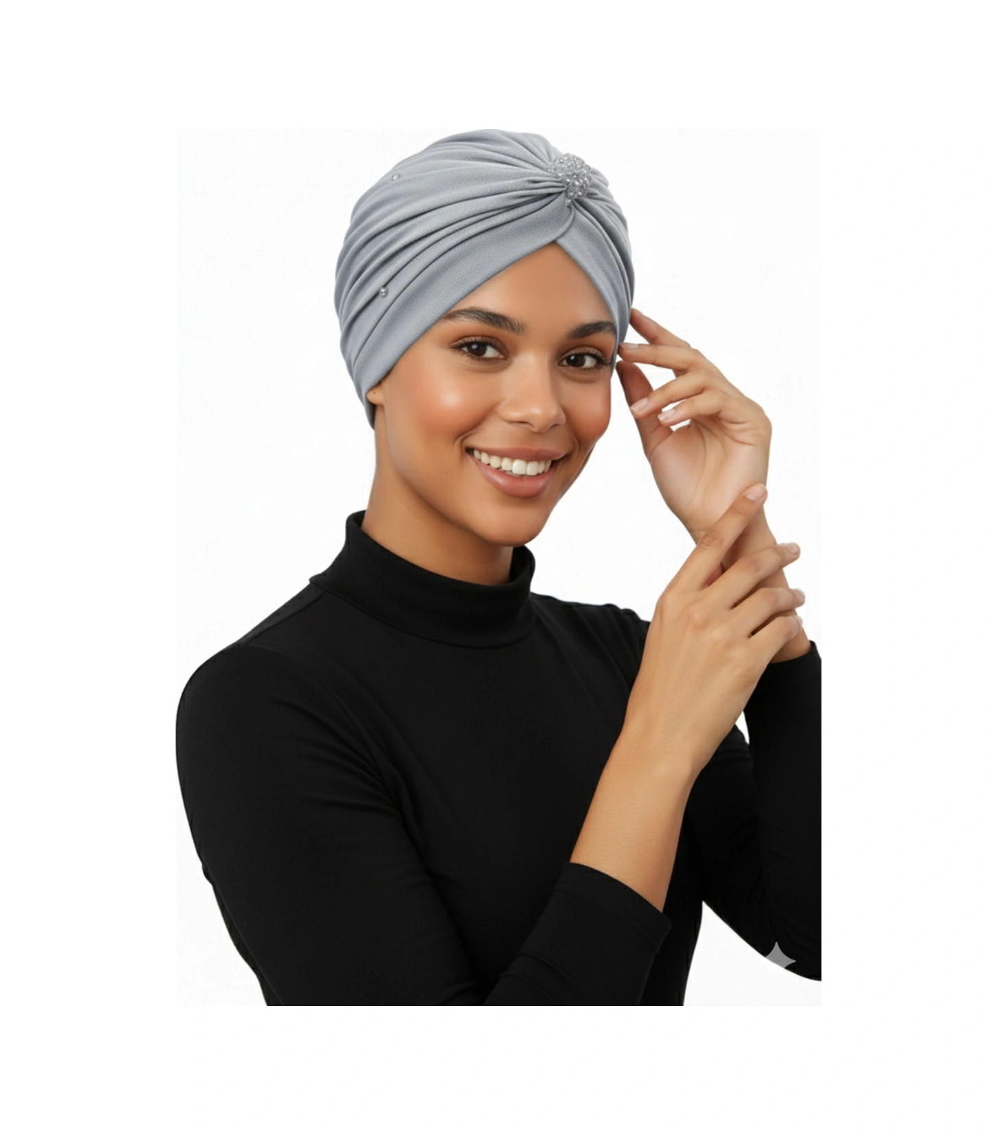Kristal Tüllü Astarlı Gri Hazır Türban Tesettür Abiye Bone Fdn2016-212 Gri