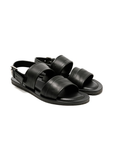 The Sandals Factory Black Sandalet Erkek M7718 The Sandals Factory Leather Upper Sandals Black