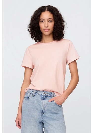 Gap V-ss Fav Crew Solid Kadın Tişört Pembe