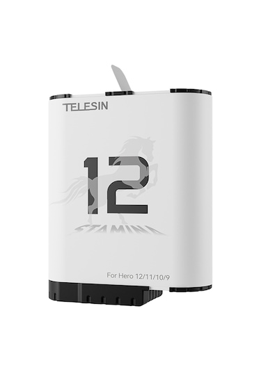 Ranyeek Telesın 1720mah Düşük Sıcaklıkta Çalışır Spor Kamera Bataryası, Gopro Hero 12/11/10/9 Uyumlu, Hızlı Şarjlı, Tekli Paket Beyaz