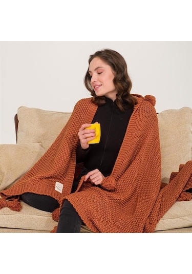 Coco Pirinç Örgü Ponponlu Triko Tv Battaniyesi Throw Koltuk Şalı (538861664)-130X170