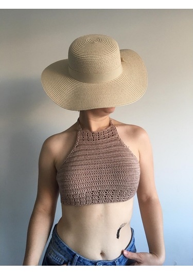 Tuyy Özel Tasarım Bej Renk Bikini Üstü