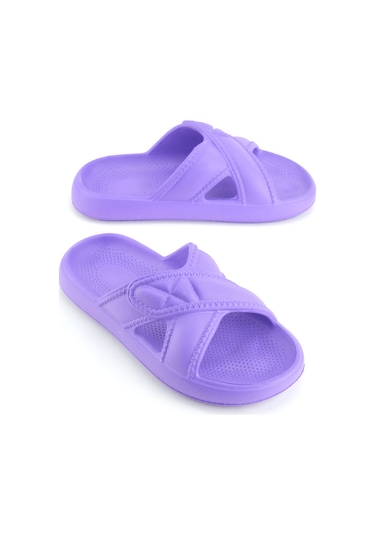 Gezer Kadın Yazlık Eva Islak Zemine Uygun Ev Bahçe Banyo Terlik Eflatun