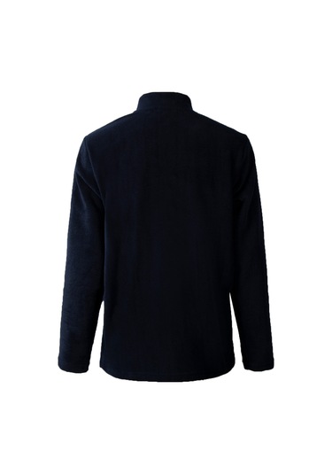 Lacivert Yarım Fermuarlı Regular Kalıp Dik Yaka Polar Sweatshirt Lacivert