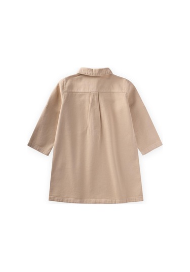 Boyalı Gabardin Elbise 2-7 Yaş Bej Bej